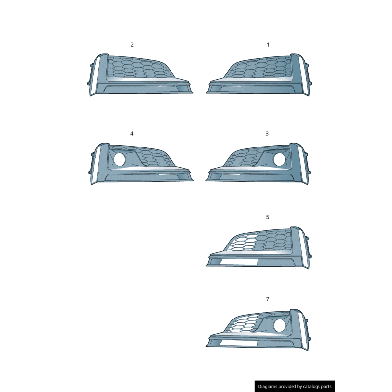 Ensemble de grille de brouillard avant pare-chocs coté passager droit coté conducteur gauche - Pièces d'origine Audi 8W6807682LR