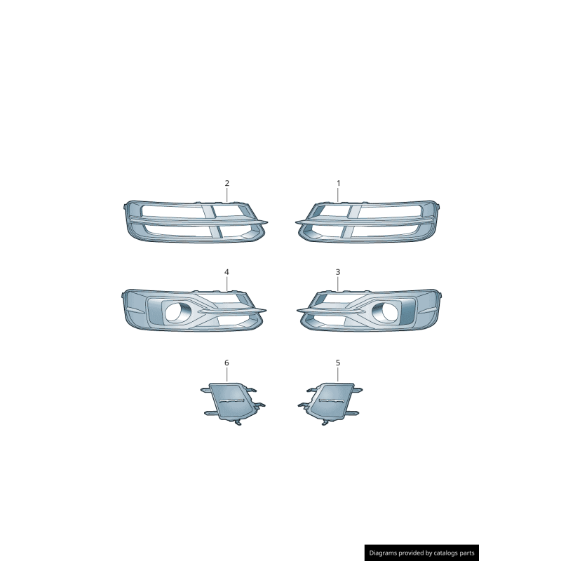 Ensemble de grille de guide d'air gauche et droit de pare-chocs avant - Pièces d'origine Audi 4G0807648G9B9/4G0807647N9B9
