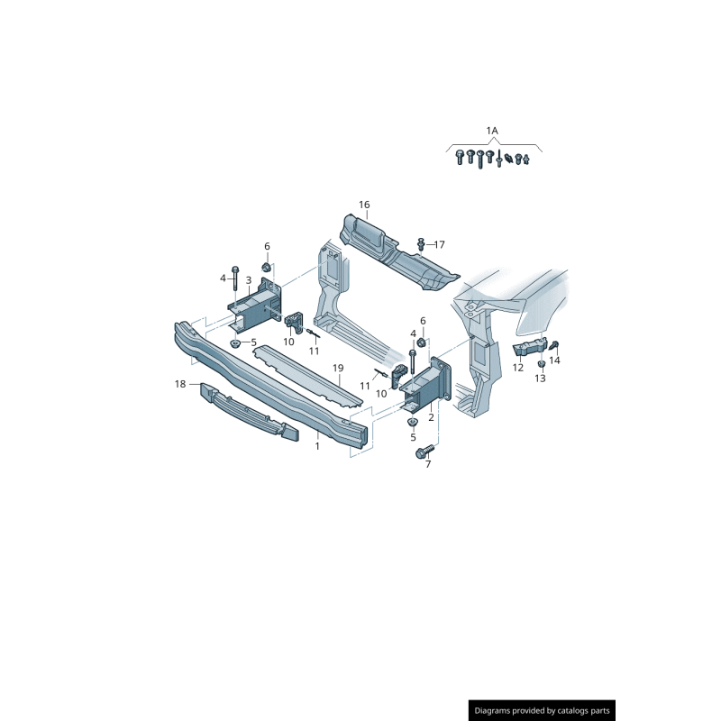 Support de fixation latéral de pare-chocs avant gauche - Pièces d'origine Audi 8K0807283H