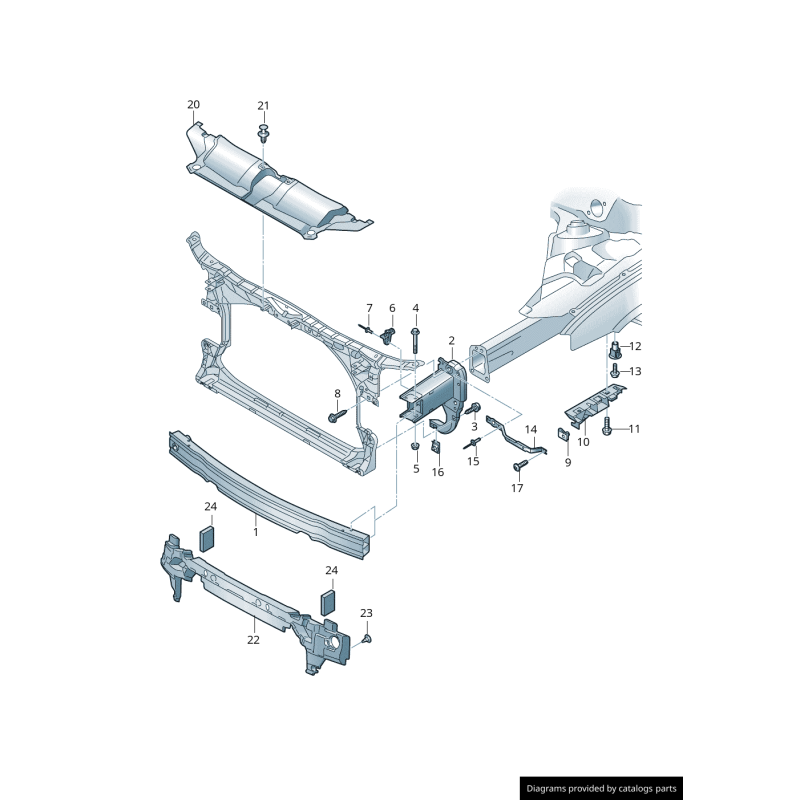 Couverture supérieure de panneau d'impact avant de pare-chocs - Pièces d'origine Audi 4G0807081