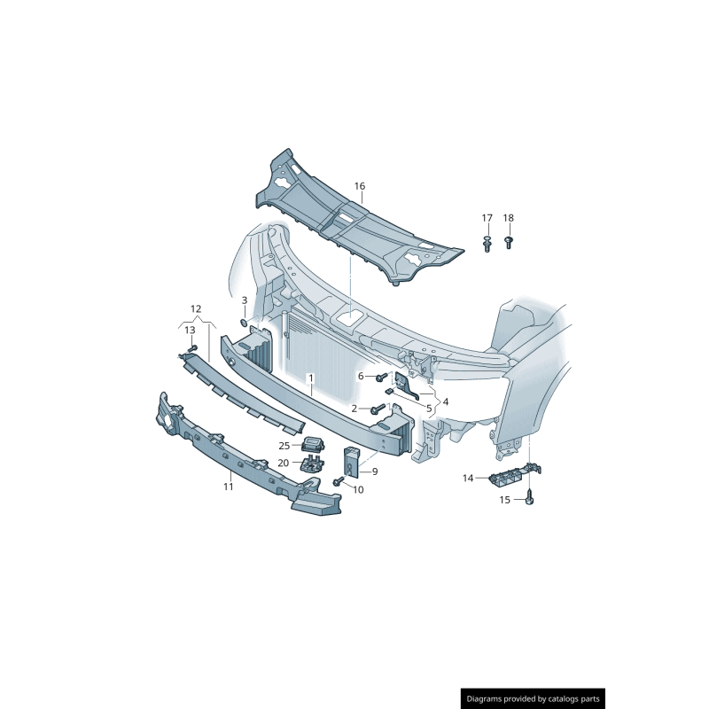 Couverture supérieure de panneau d'impact avant de pare-chocs - Pièces d'origine Audi 4H0807081C