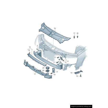Couverture supérieure de panneau d'impact avant de pare-chocs - Pièces d'origine Audi 4H0807081C Couverture supérieure de panneau d'impact avant de pare-chocs - Pièces d'origine Audi 4H0807081C
