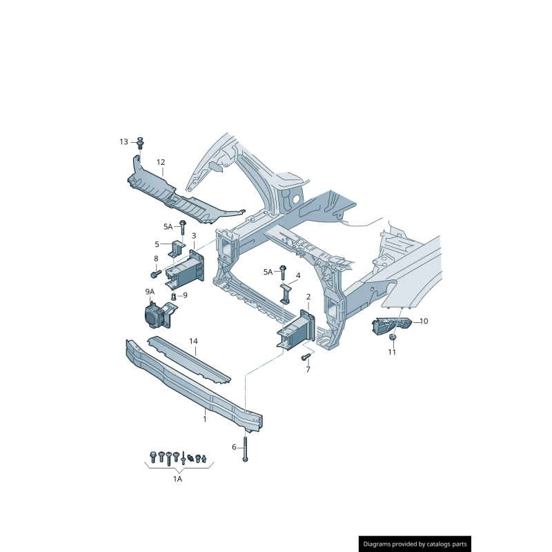 Support de pare-chocs avant gauche coté conducteur - Pièces d'origine Audi 8R0807283C