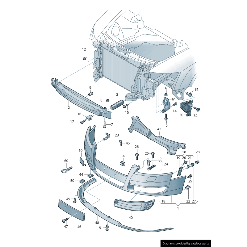 Capuchon de couverture de crochet de remorquage de pare-chocs avant - Pièces d'origine Audi 4F0807441DGRU