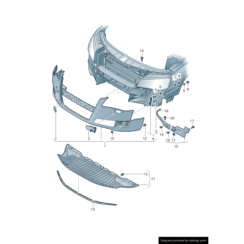 Capuchon de couverture de crochet de remorquage de pare-chocs avant - Pièces d'origine Audi 4H0807241GRU