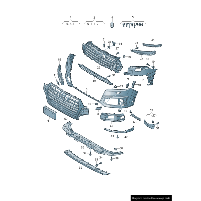 Capuchon de couverture de crochet de remorquage de pare-chocs avant anthracite - Pièces d'origine Audi 4M0807241B4W3