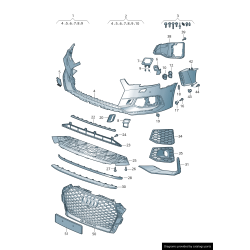 Capuchon de couverture de crochet de remorquage de pare-chocs avant apprêté - Pièces d'origine Audi 8W0807241CGRU