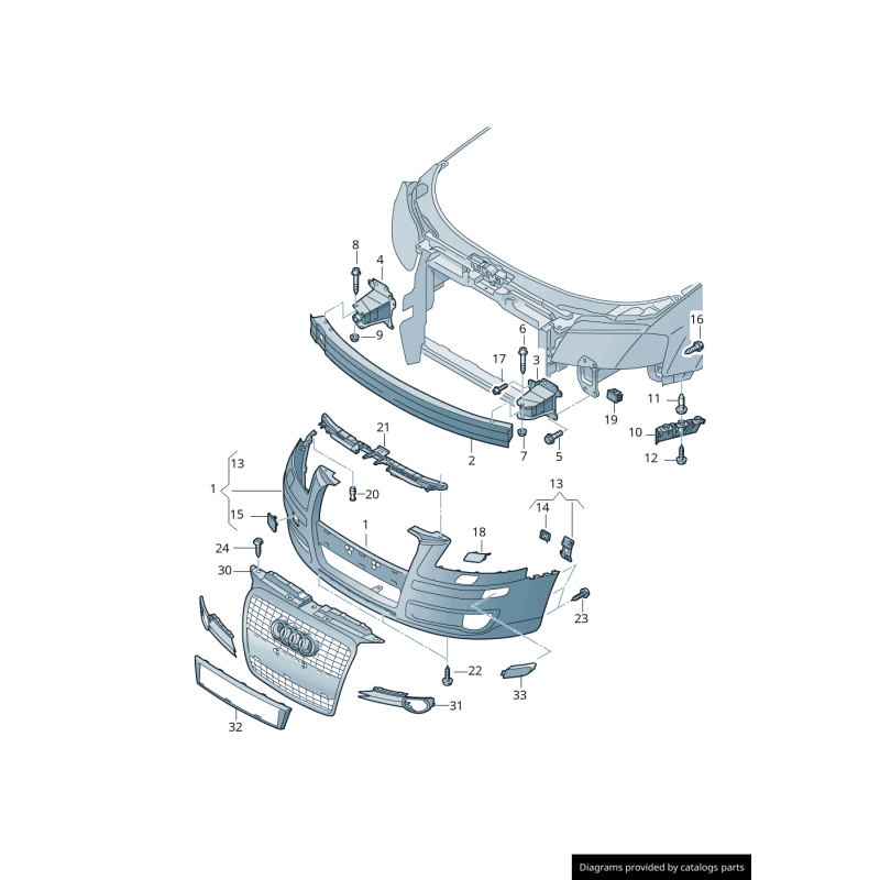 Capuchon de couverture d'œil de crochet de remorquage de pare-chocs avant - Pièces d'origine Audi 8P4807241GRU