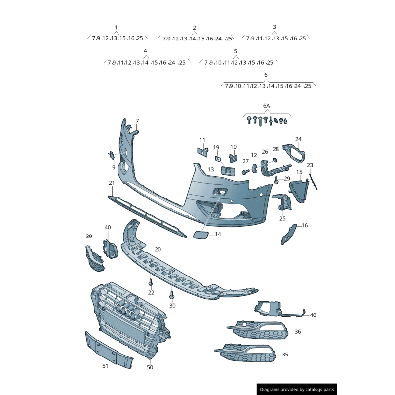 Grille de ventilation de pare-chocs avant droit coté passager - Pièces d'origine Audi 8V38076849B9