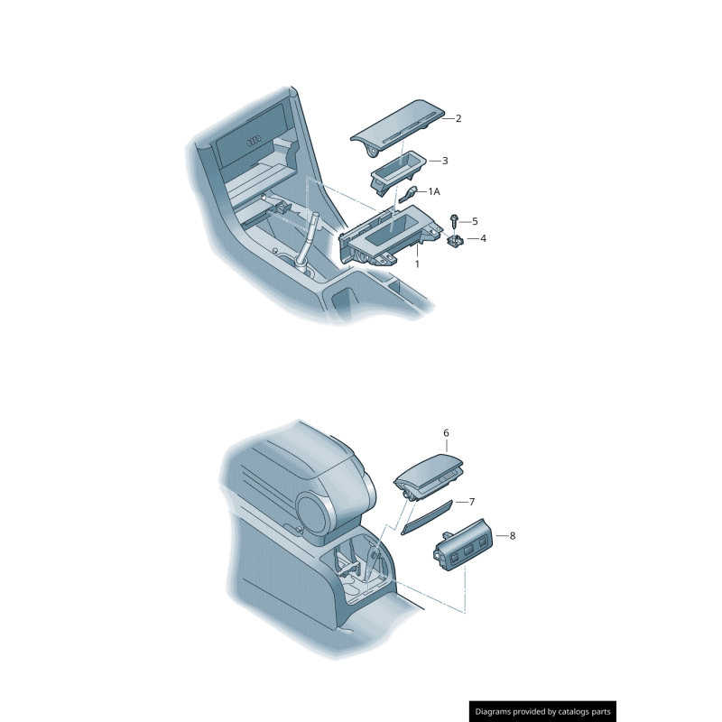 Plateau de cendrier de console centrale avant noir - Pièces d'origine Audi 8E0857951J4PK