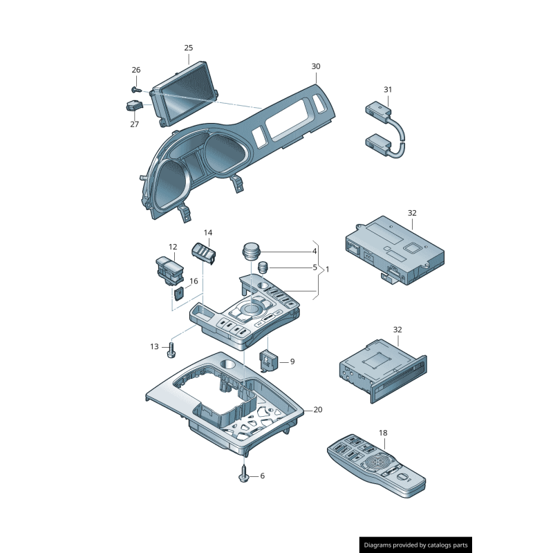 Bouton de démarrage/arrêt de la console centrale avant - Pièces d'origine Audi 4L0905217