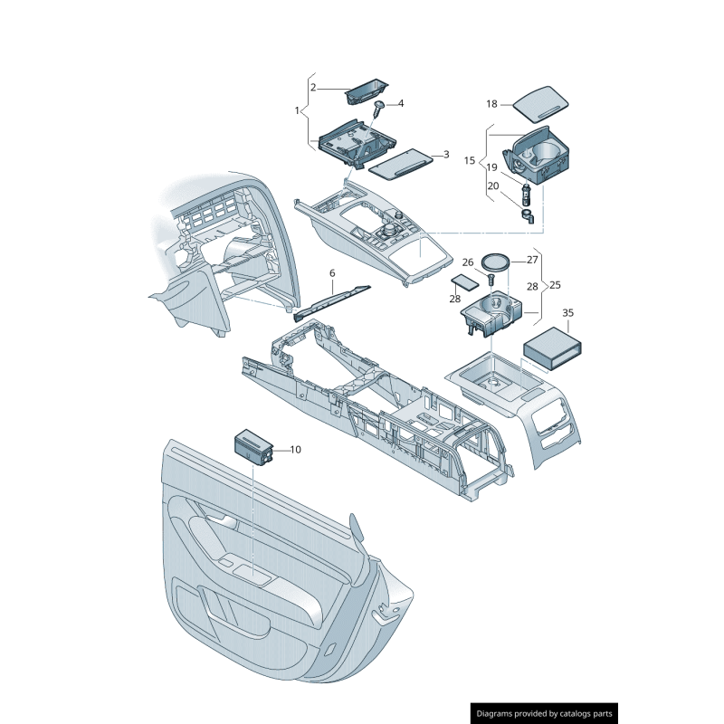 Porte-gobelet de console avant - Pièces d'origine Audi 4F1862533C6PS