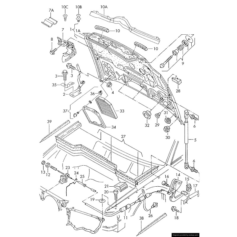 Couverture avant Rivet d'écartement noir - Pièces d'origine Audi 4D0807300B