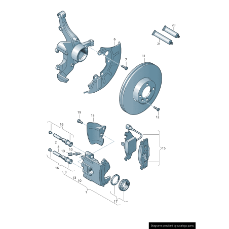 Ensemble de pare-boue de freins à disque avant, paire gauche et droite - Pièces d'origine Audi 6Q0615311D/6Q0615312D.