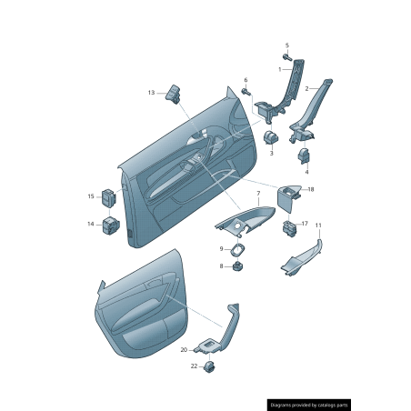 Bouton de garniture de commutateur d'alarme de porte avant - Pièces d'origine Audi 4F09595275PR