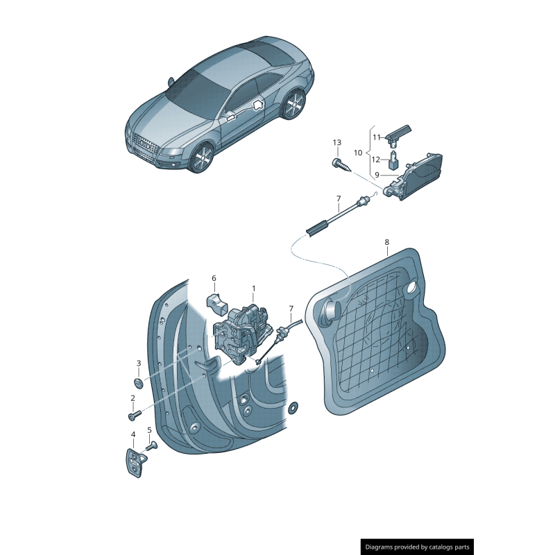 Câble de libération de verrouillage de porte avant - Pièces d'origine Audi8T0837085
