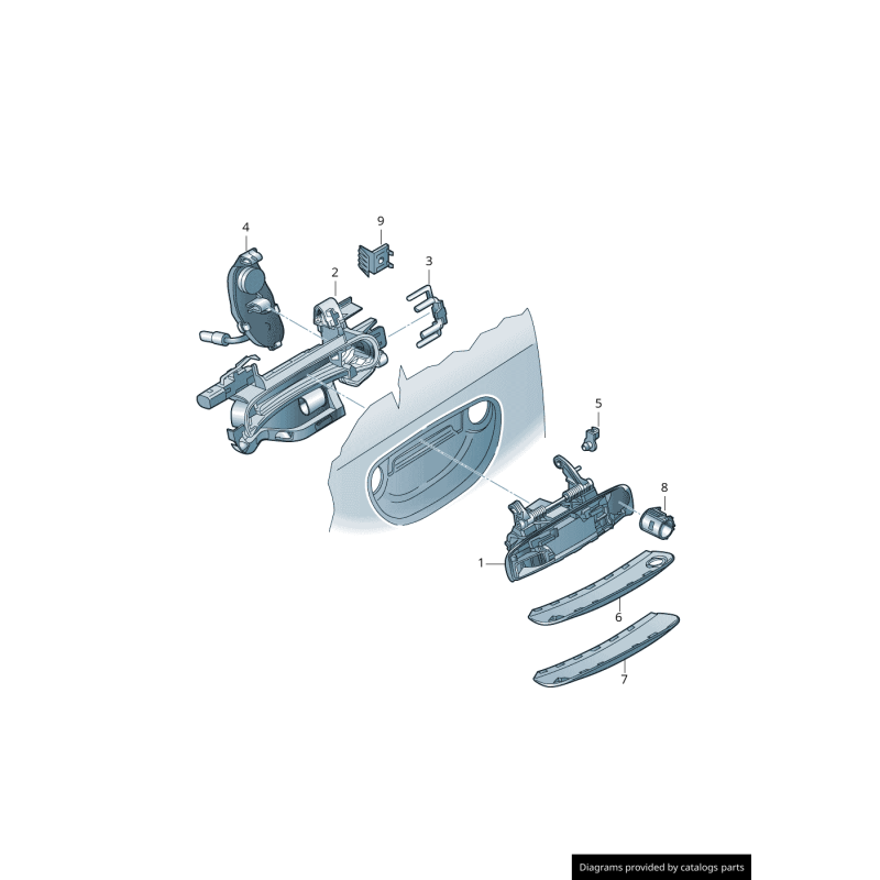 Renfort de poignée de porte avant gauche conducteur coté conducteur LHD - Pièces d'origine Audi 4F1837897