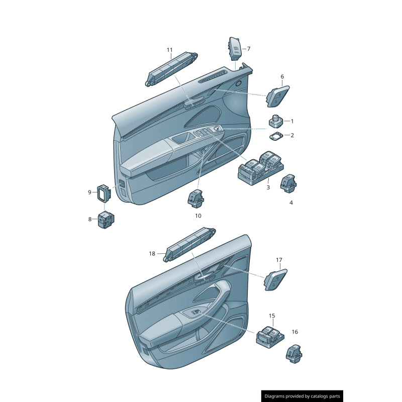 Interrupteur de réglage de siège électrique avant avec mémoire gauche coté conducteur - Pièces d'origine Audi 4H0959769
