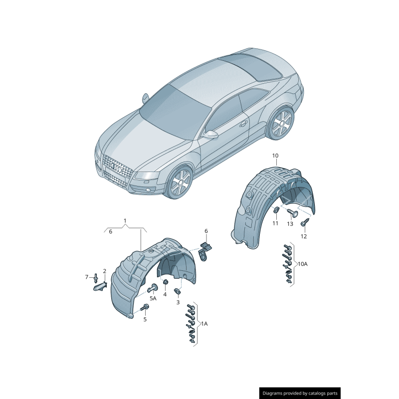 Garde-boue avant côté droit - Pièces d'origine Audi 8T0821172M