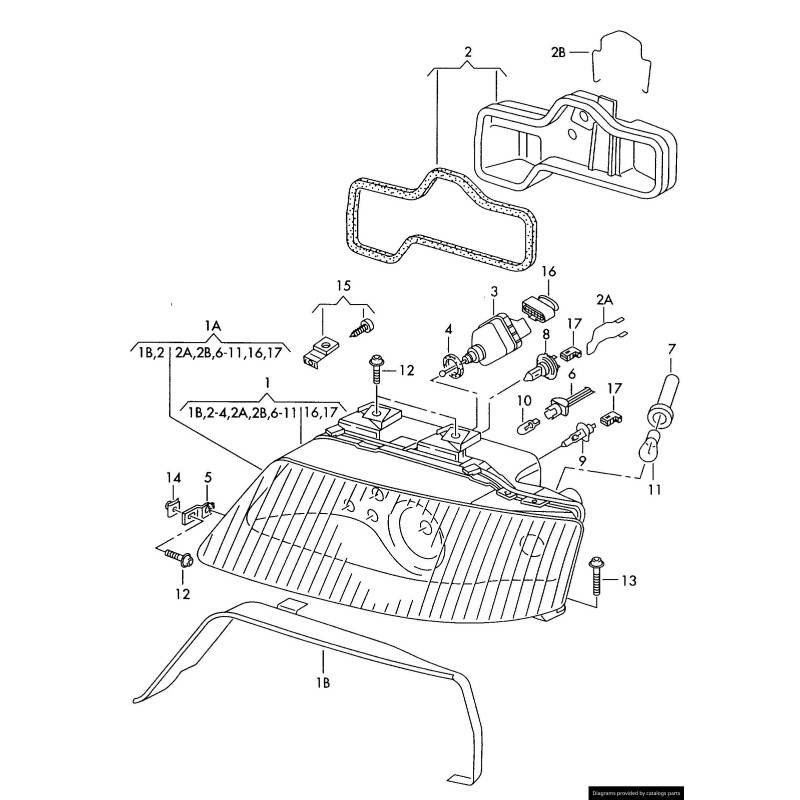 Porte-gobelet rabattable avant noir - Pièces d'origine Audi 4B0941192/4B0941191