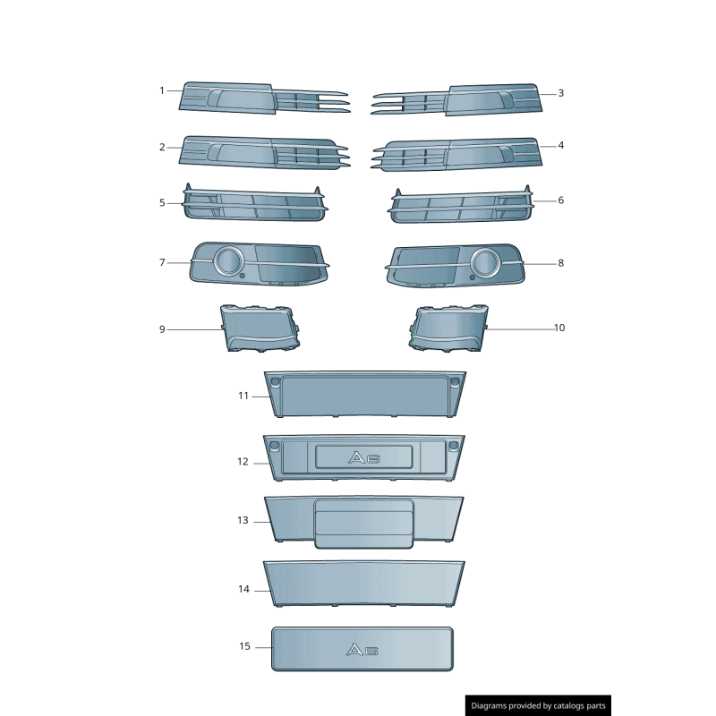 Suppression de la plaque d'immatriculation du pare-chocs avant gris - Pièces d'origine Audi 4F0807285BL1RR.