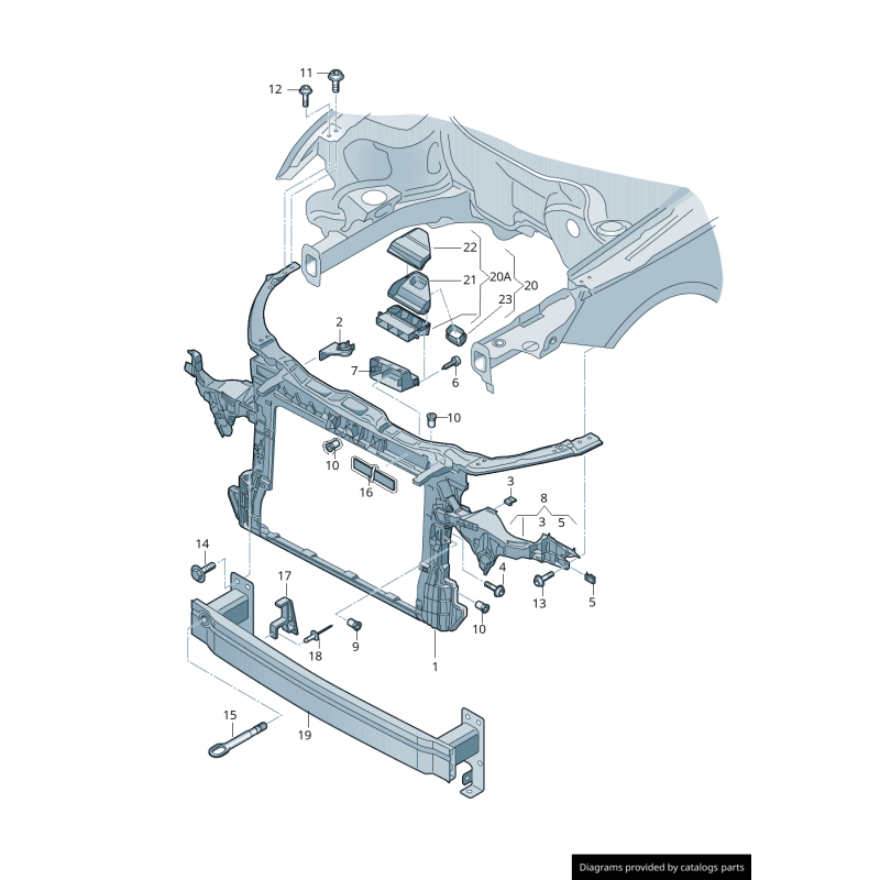 Support de support de phare avant gauche coté conducteur - Pièces d'origine Audi 8XA805607
