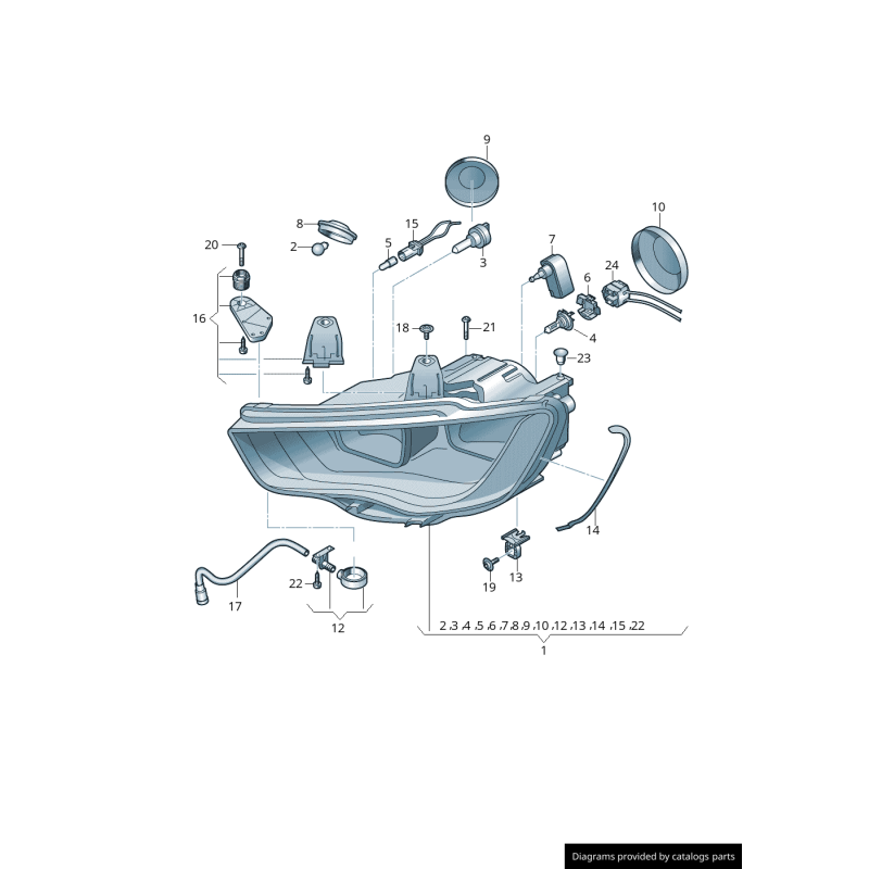 Kit de réparation de phare avant - Pièces d'origine Audi 8V0998121