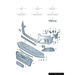 Cache de couverture de lave-phare avant droit apprêté - Pièces d'origine Audi 8W6955276AGRU