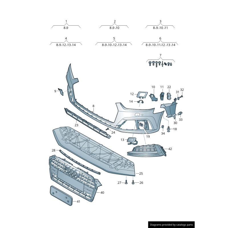 Cache de couverture de lave-phare avant droit apprêté - Pièces d'origine Audi 8W6955276AGRU