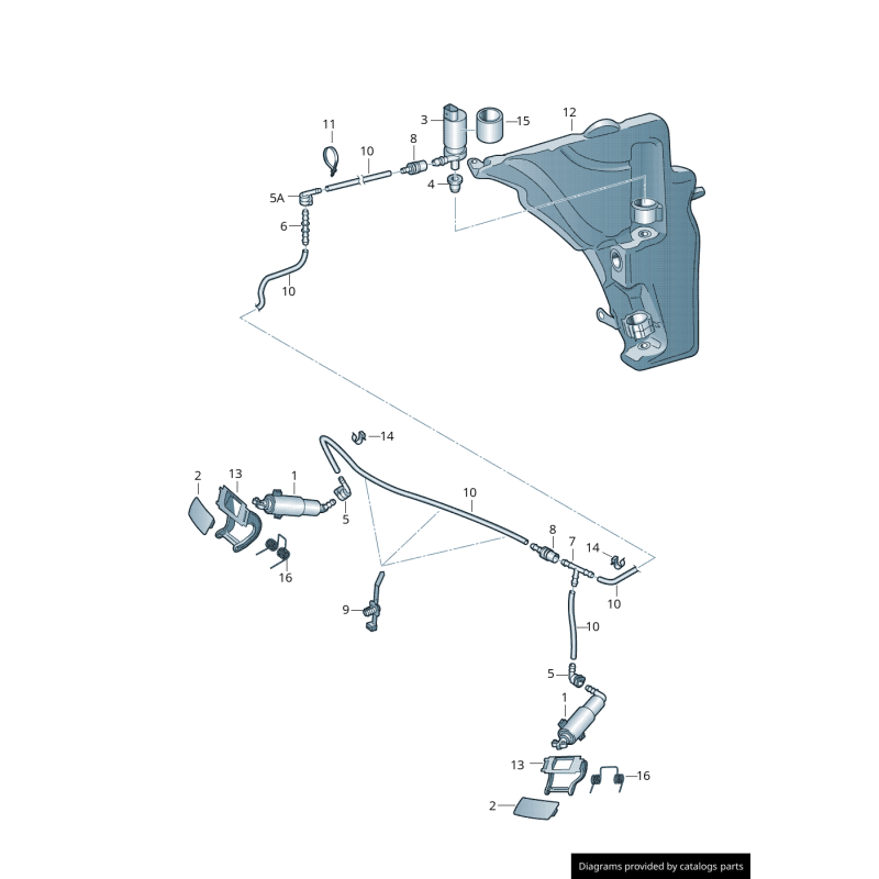 Cache de couverture de lave-glace de phare avant droit coté passager - Pièces d'origine Audi 8T0955276CGRU