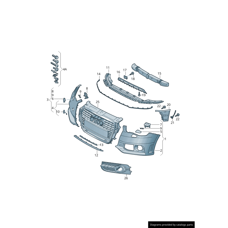 Couvercle de charnière de support de lave-glace de phare avant droit coté passager - Pièces d'origine Audi 8X0807564A