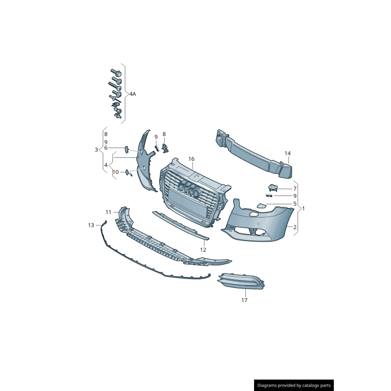 Clips de ressort de couverture de lave-glace de phare avant 2 pièces - Pièces d'origine Audi 8X0955339