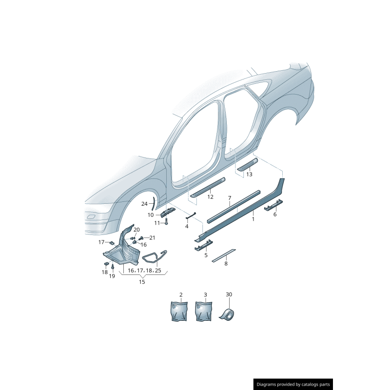 Embouts de pare-chocs arrière Sportback - Pièces d'origine Audi 4G8853445GRU