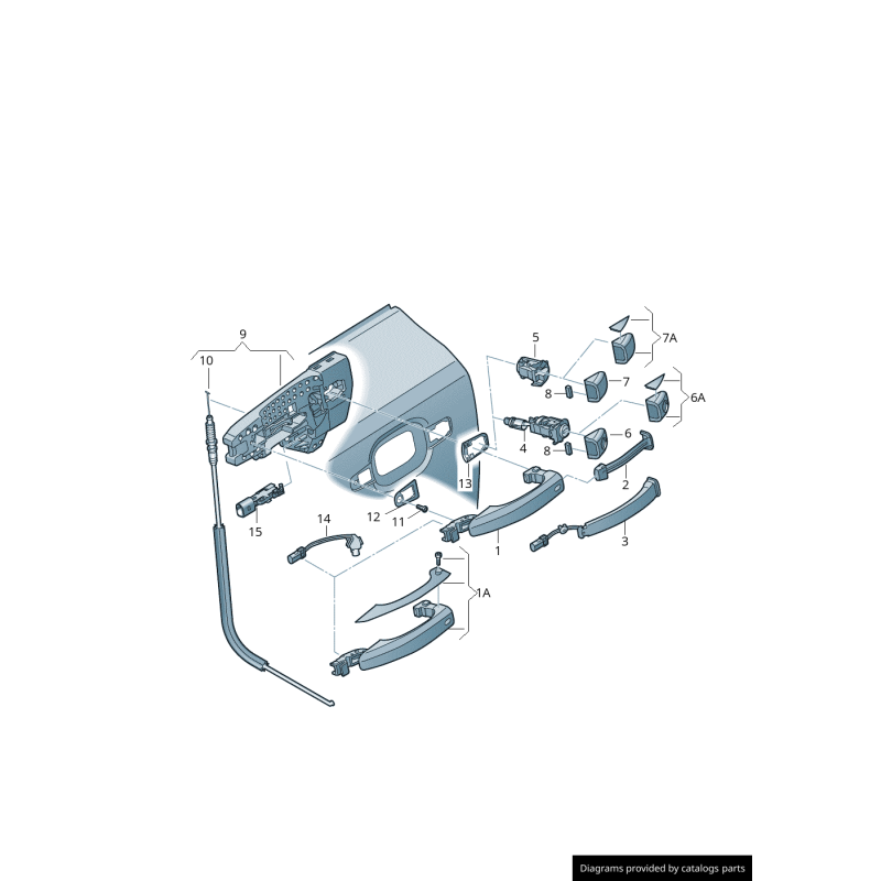 Support de poignée extérieure de porte avant gauche coté conducteur - Pièces d'origine Audi 8T0837885B