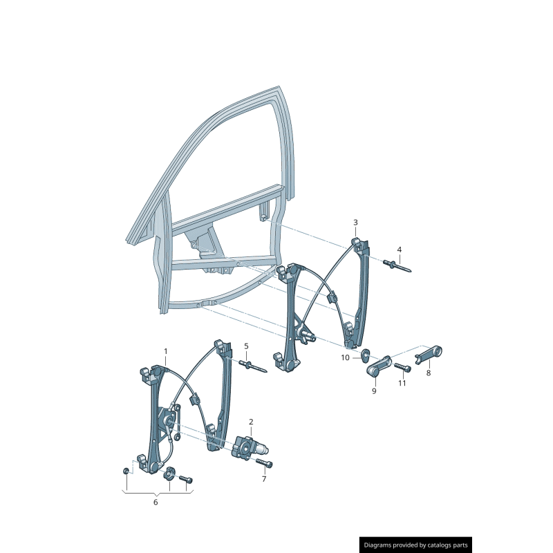 Régulateur de vitre avant gauche côté coté conducteur - Pièces d'origine Audi 4B0837461C