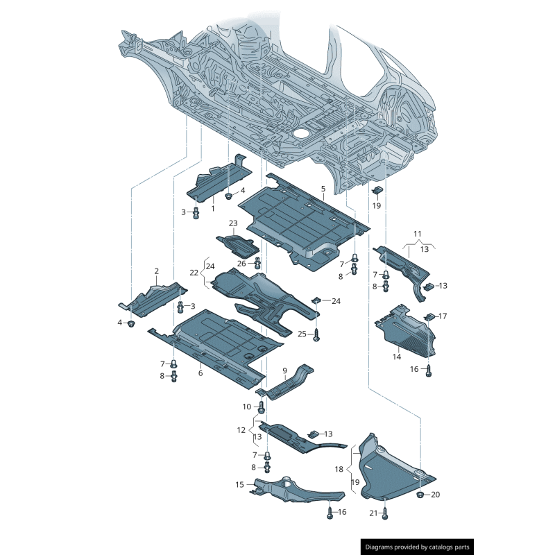 Protection de bouclier de projection inférieure avant gauche - Pièces d'origine Audi 8R0825201C