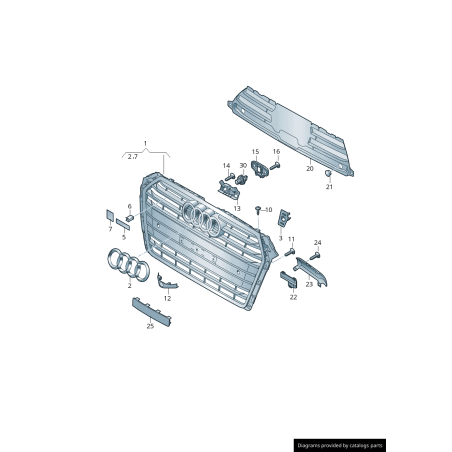 Support de plaque d'immatriculation avant avec remplissage sombre - Pièces d'origine Audi 8W0807287BRU6 Support de plaque d'immatriculation avant avec remplissage sombre - Pièces d'origine Audi 8W0807287BRU6