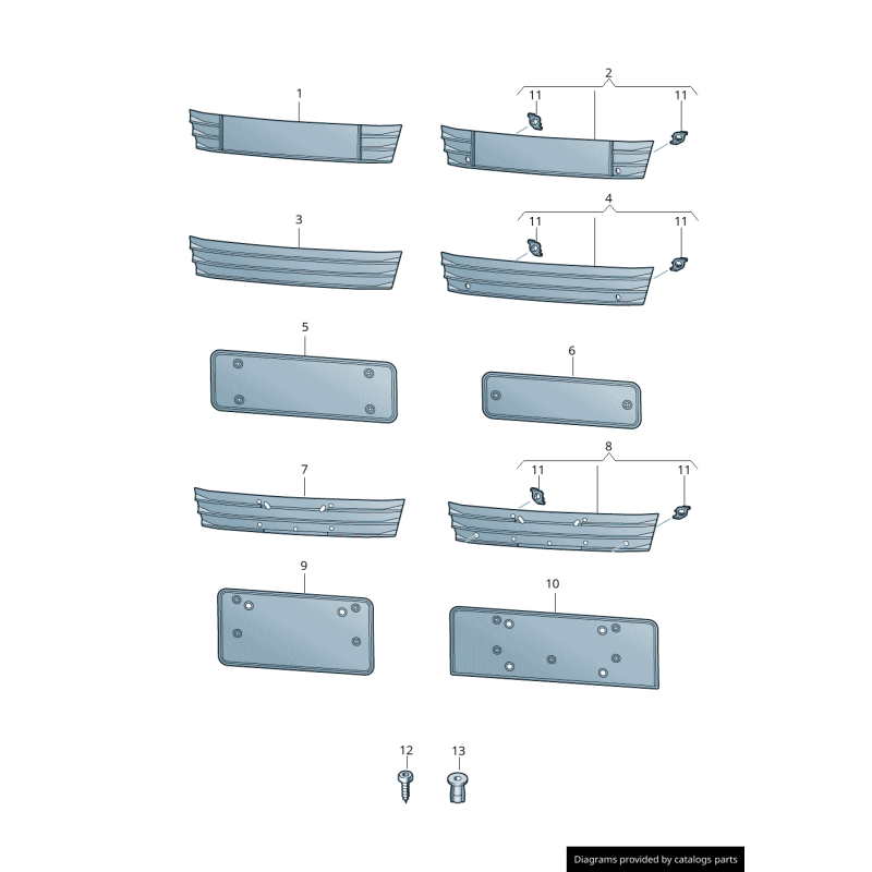 Garniture de remplissage de support de plaque d'immatriculation avant - Pièces d'origine Audi 4G8807287LT94