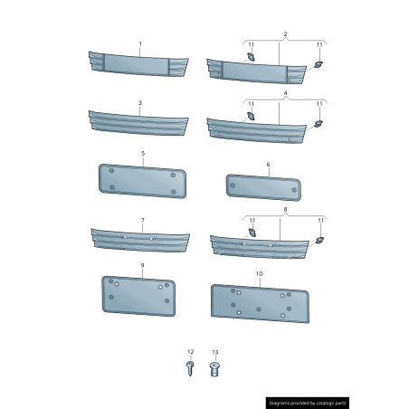 Garniture de remplissage de support de plaque d'immatriculation avant - Pièces d'origine Audi 4G8807287LT94 Garniture de remplissage de support de plaque d'immatriculation avant - Pièces d'origine Audi 4G8807287LT94