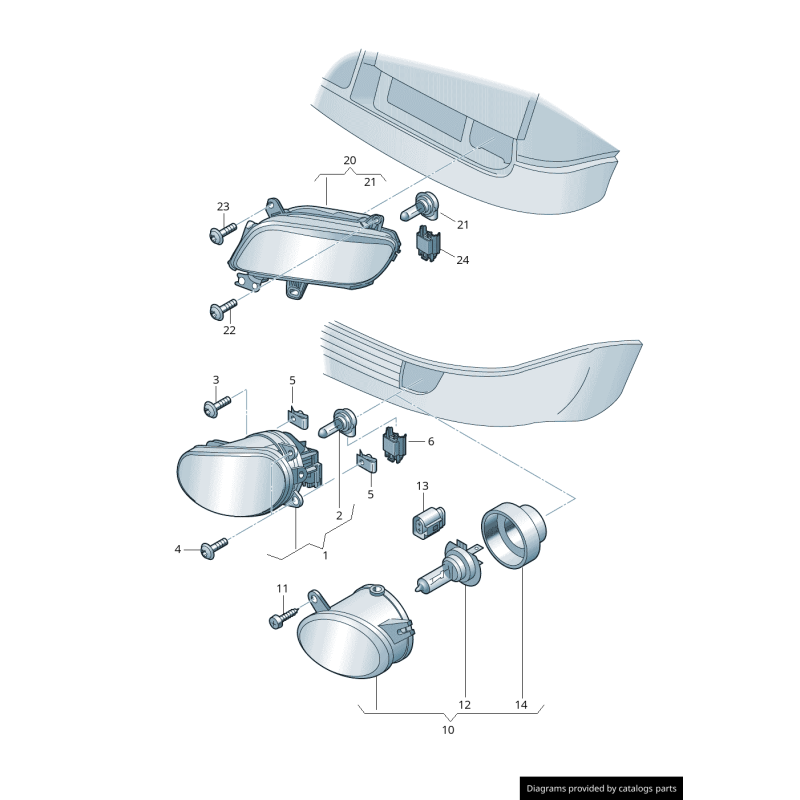 Assemblage de phare antibrouillard avant inférieur droit - Pièces d'origine Audi 4F0941700