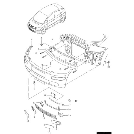 Grille de phare antibrouillard avant gauche de pare-chocs coté conducteur - Pièces d'origine Audi8Z0807489D3FZ