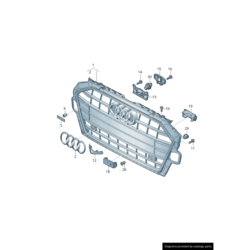 Insigne de badge avant Quattro Chrome Inscription - Pièces d'origine Audi 8W0853736D2ZZ