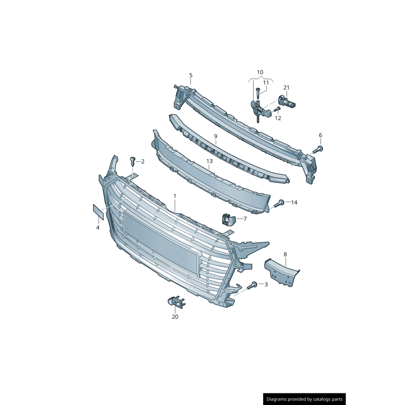 Ensemble de grille centrale de radiateur avant noir - Pièces d'origine Audi 8S08536513FZ