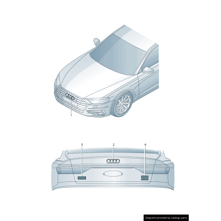 Emblème de calandre avant avec anneaux noirs - Pièces d'origine Audi 8W0071801 Emblème de calandre avant avec anneaux noirs - Pièces d'origine Audi 8W0071801
