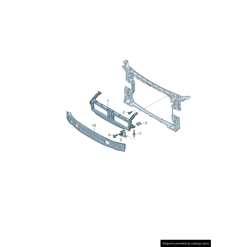 Support de radiateur avant droit coté passager - Pièces d'origine Audi 8W0807334A