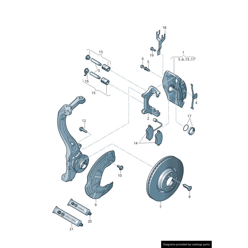 Ensemble de 4 plaques de protection de frein avant et arrière - Pièces d'origine Audi 8E0615311C