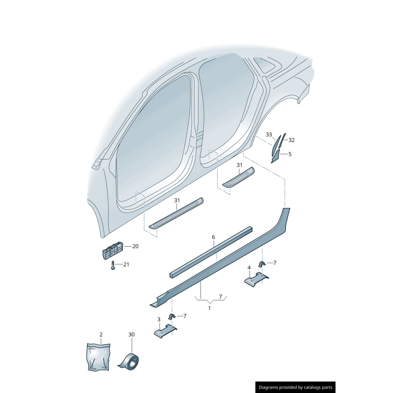 Cache de protection de patin de cric avant droit apprêté - Pièces d'origine Audi 4G0853446AGRU