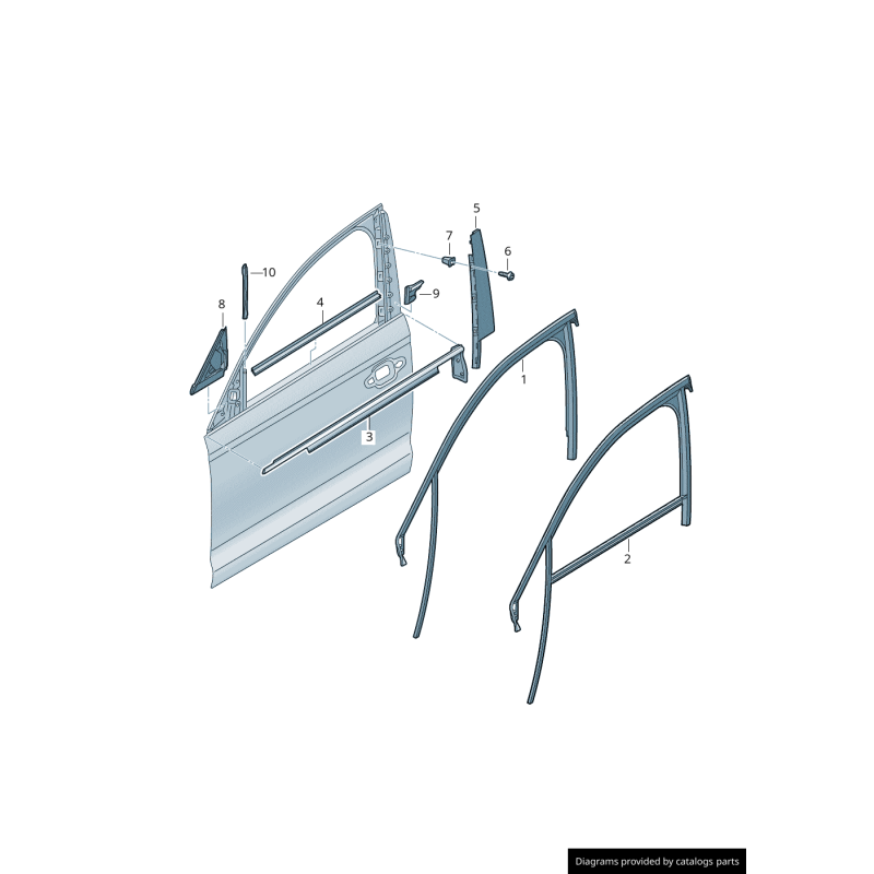 Garniture de couverture de pilier B de porte coté passager avant droite en noir brillant - Pièces d'origine Audi 4G0837902A5FQ