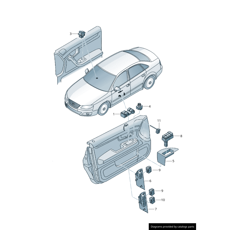 Panneau de garniture de commutateur de siège de mémoire de porte avant droite coté passager Rhd - Pièces d'origine Audi 8E295952