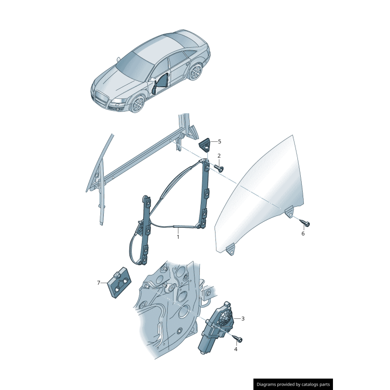 Régulateur de vitre latérale avant droite - Pièces d'origine Audi 4F0837462D